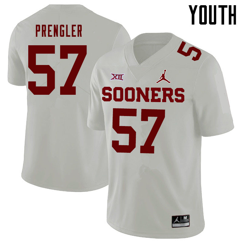 Jordan Brand Youth #57 Brock Prengler Oklahoma Sooners College Football Jerseys Sale-White